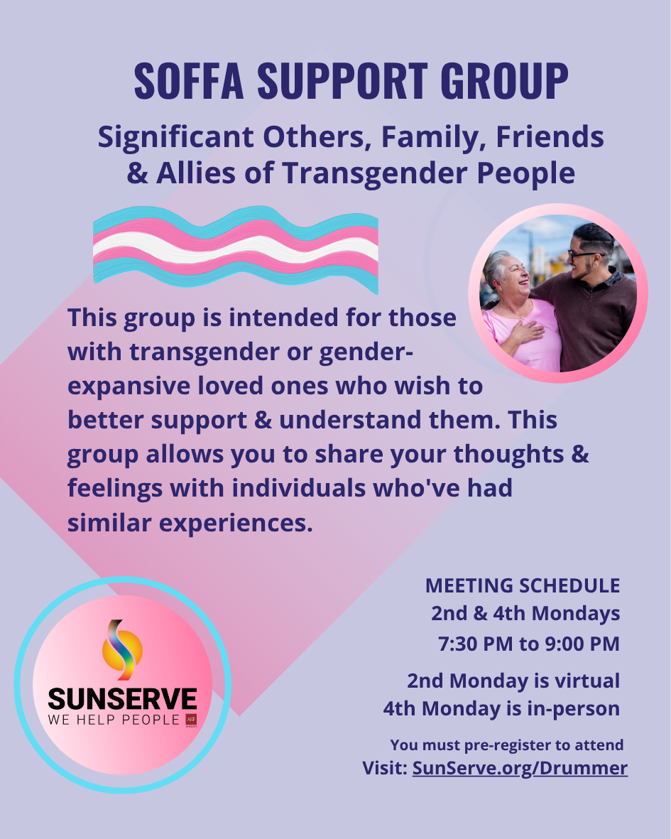 SOFFA Support Group virtual meeting flyer