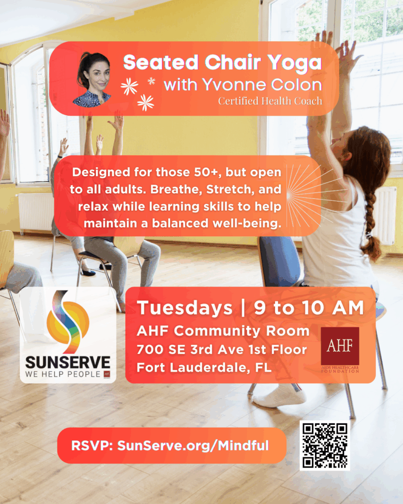 A flyer for the Seated Chair Yoga with Yvonne Colon